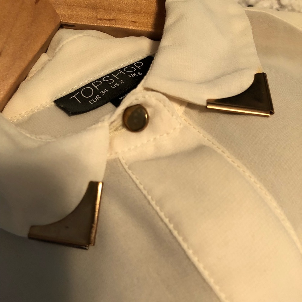 Top Shop Ivory Blouse with Gold Detail